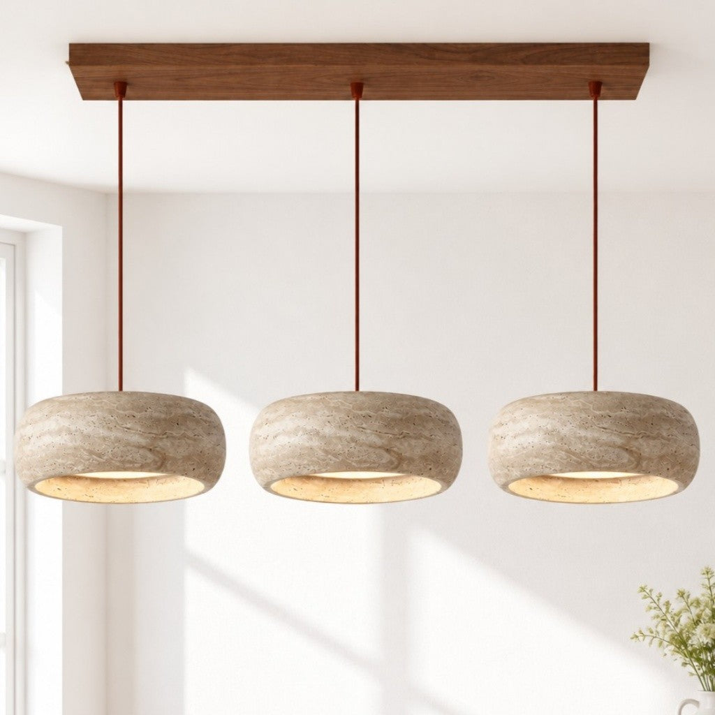 Veloria Scandinavian Travertine Round Pendant Light