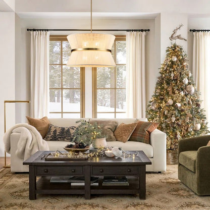 Emily Modern 4 Light Rope Shade Drum Chandelier