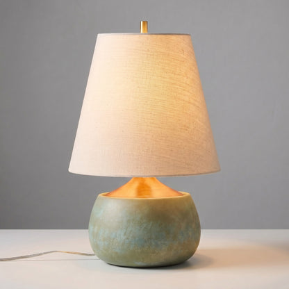 Velmira Mid-Century textile lamp shade Cement Table Light