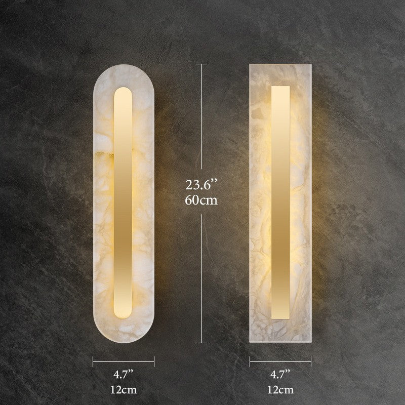 Ozeki Minimalist Brass And Genuine Alabaster Sconce