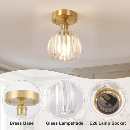 Ozir Stained Glass Flush Mount Tulip Light