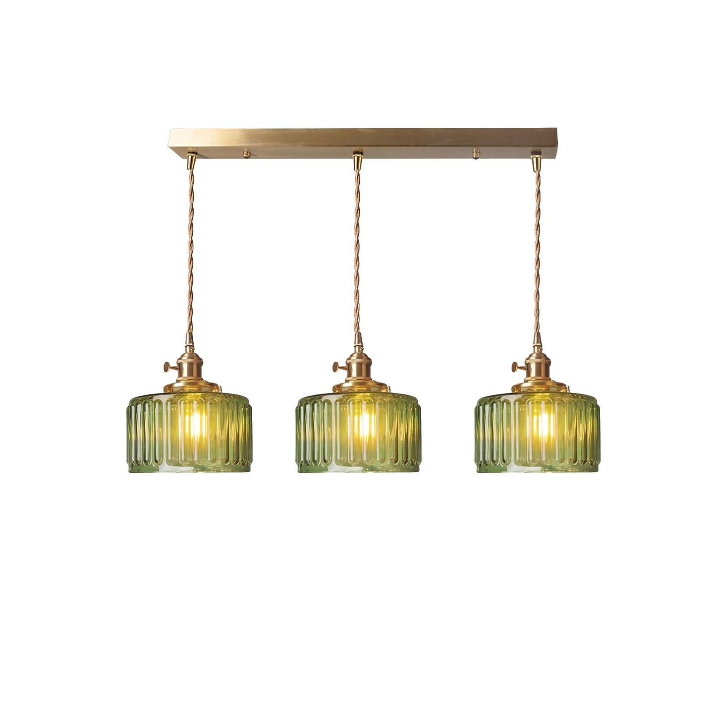 Zavier Vintage Cylinder Wave Pattern Glass Shade Pendant Chandelier