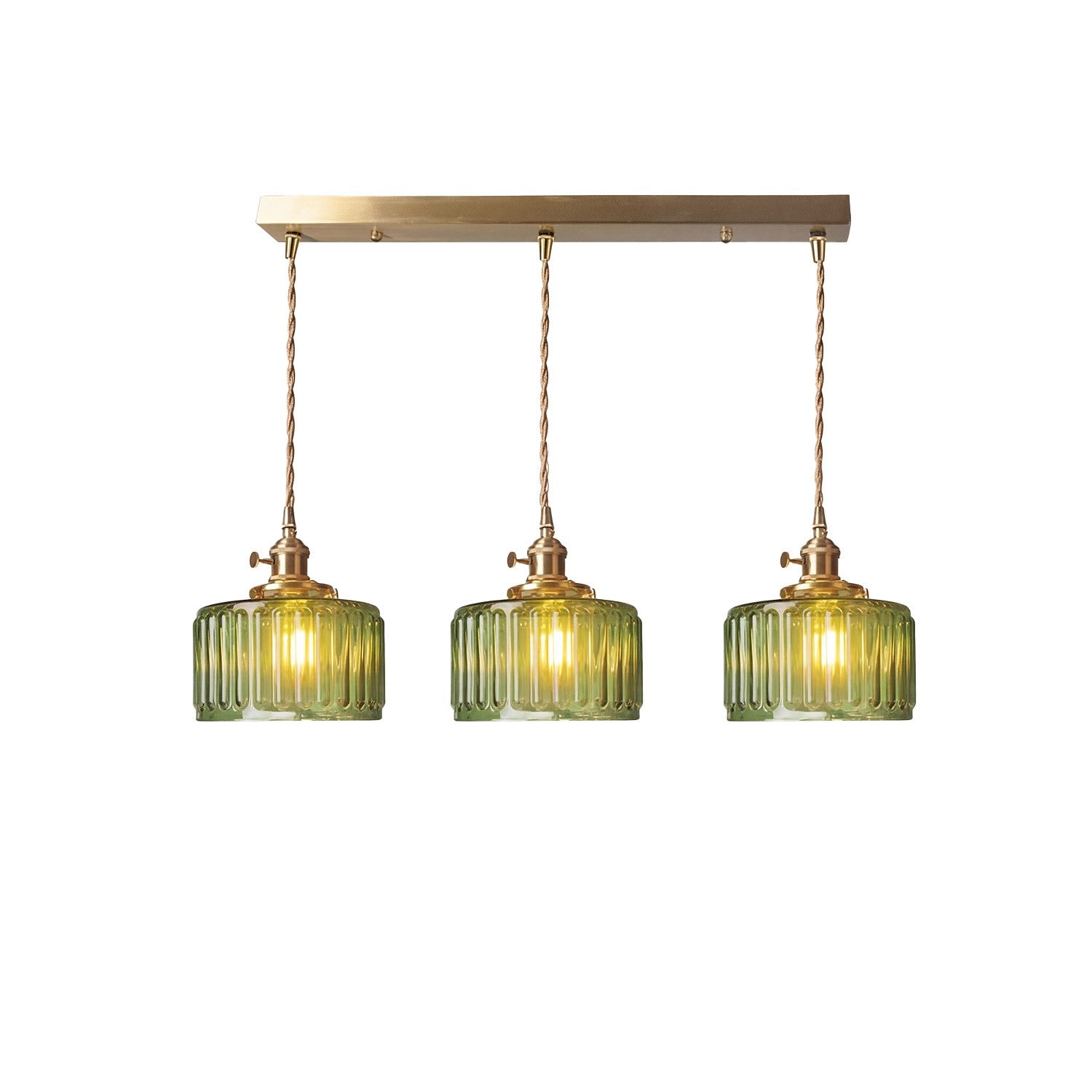 Zavier Vintage Cylinder Wave Pattern Glass Shade Pendant Chandelier