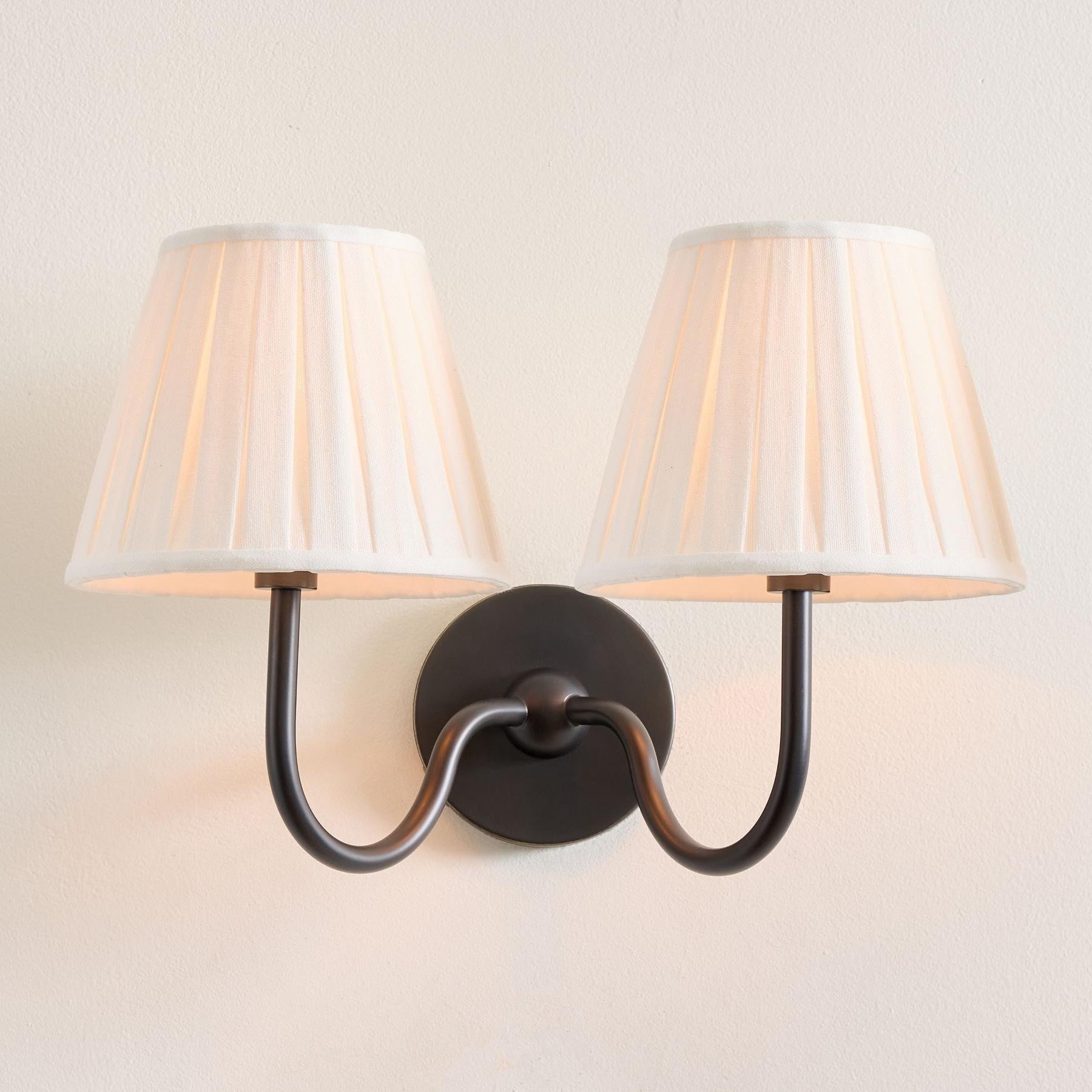 Stefania Rustic White Pleated Fabric Shade Sconce