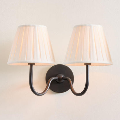 Stefania Rustic White Pleated Fabric Shade Sconce