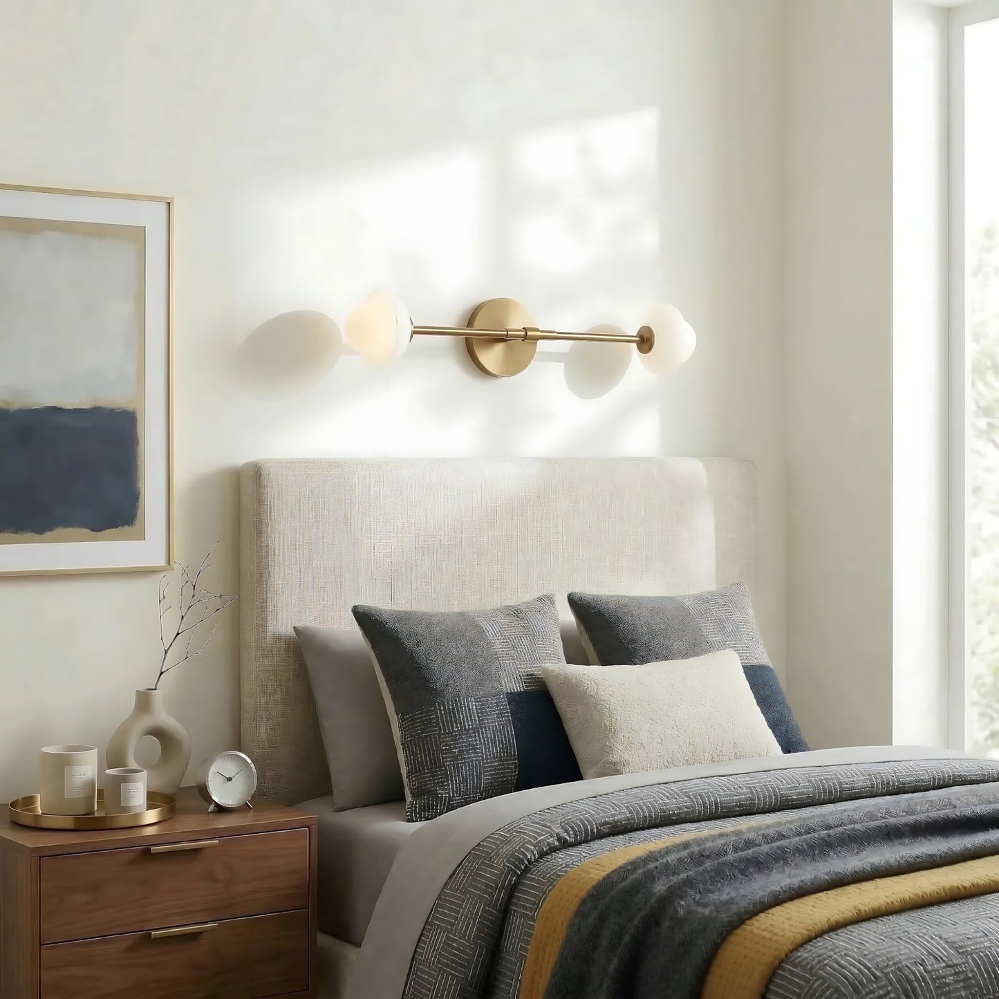 Brianna Farmhouse Alabaster Double Globe Sconce