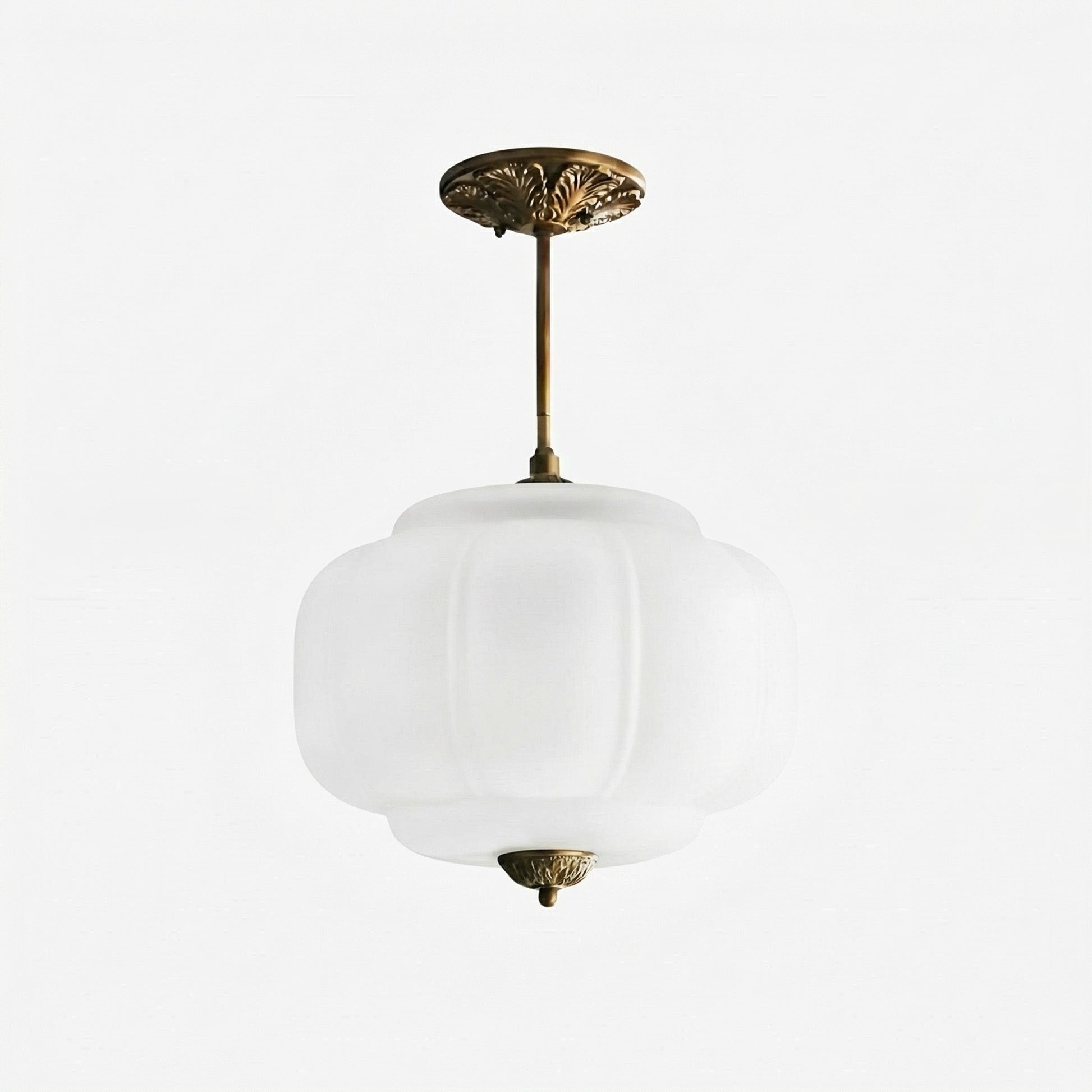 Vortan Antique Brass Green Glass Semi-Flush Mount Eloise Pendant Lamp