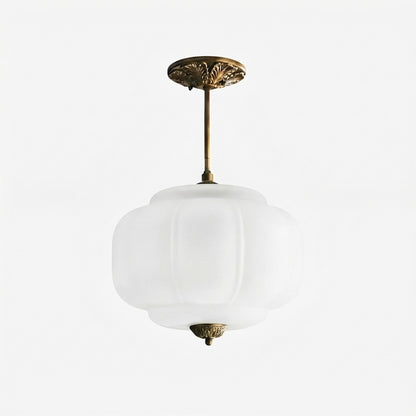 Vortan Antique Brass Green Glass Semi-Flush Mount Eloise Pendant Lamp