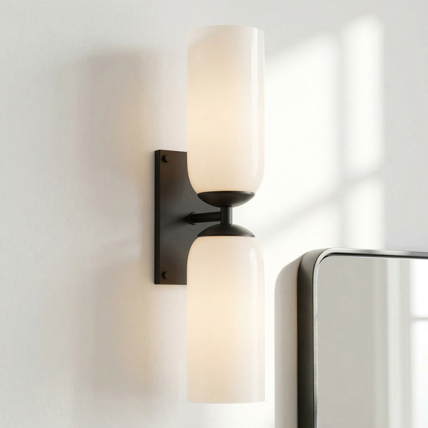 Iliana Rustic White Glass Double Tube Wall Sconce