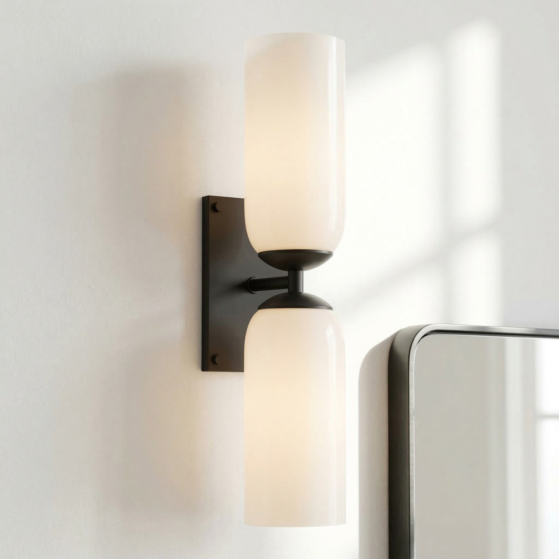 Iliana Rustic White Glass Double Tube Wall Sconce