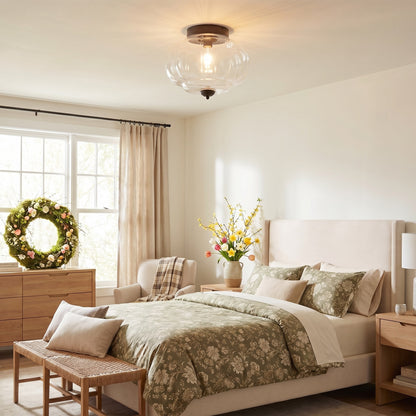 Ozita Retro Milk Glass Semi Flush Mount Eloise Ceiling Light