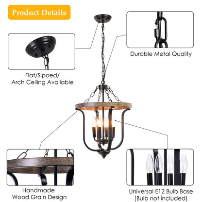 Richardson Industrial Black Wrought Iron Cage Pendant Light