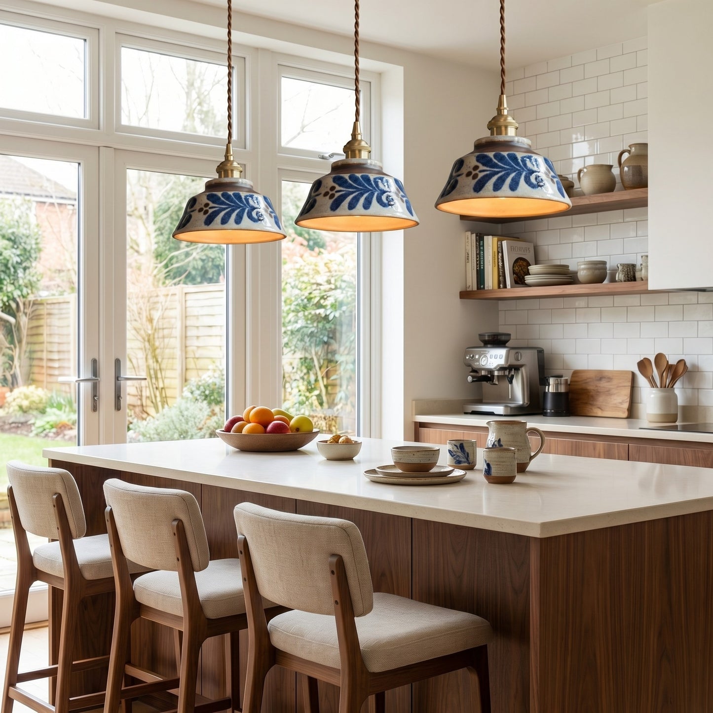 Hussein Vintage Hand-painted Ceramic Pendant Light