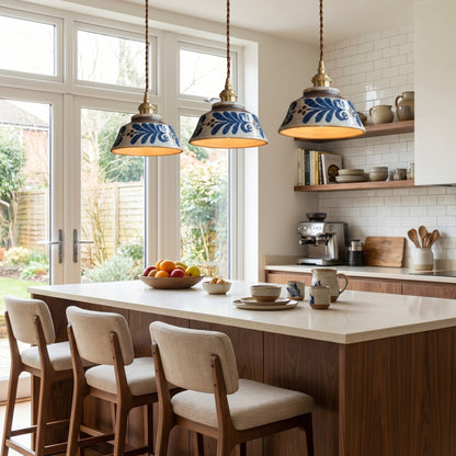 Hussein Vintage Hand-painted Ceramic Pendant Light