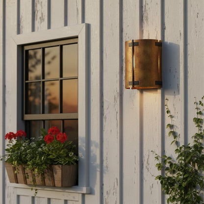 Zoe Industrial Rustic Bronze Cylindrical Metal Wall Sconce