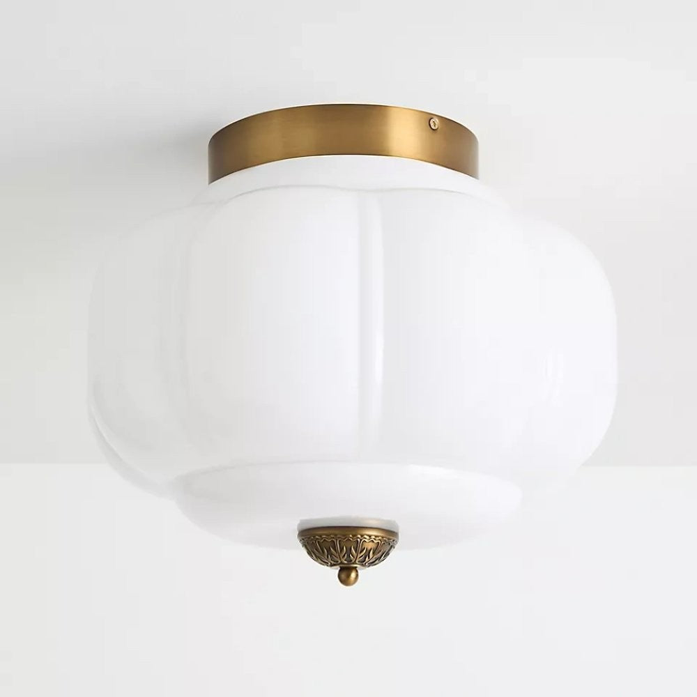 Ozita Retro Milk Glass Semi Flush Mount Eloise Ceiling Light