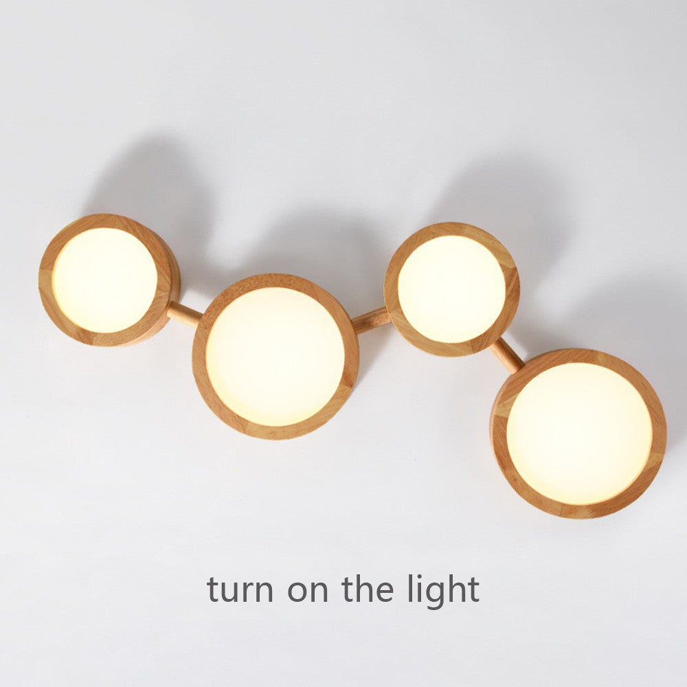 Phelith Modern Multi Heads Wood LED Ceiling Light