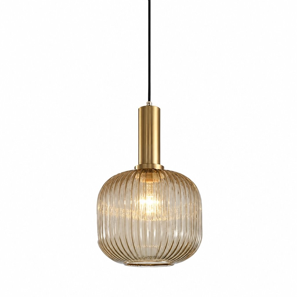 Zarek Lantern Shape Vertical Striped Stained Glass Pendant Light