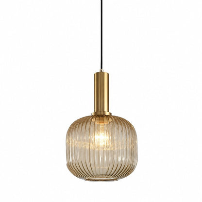 Zarek Lantern Shape Vertical Striped Stained Glass Pendant Light