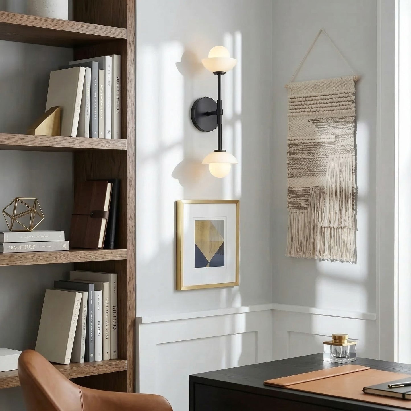 Brianna Farmhouse Alabaster Double Globe Sconce