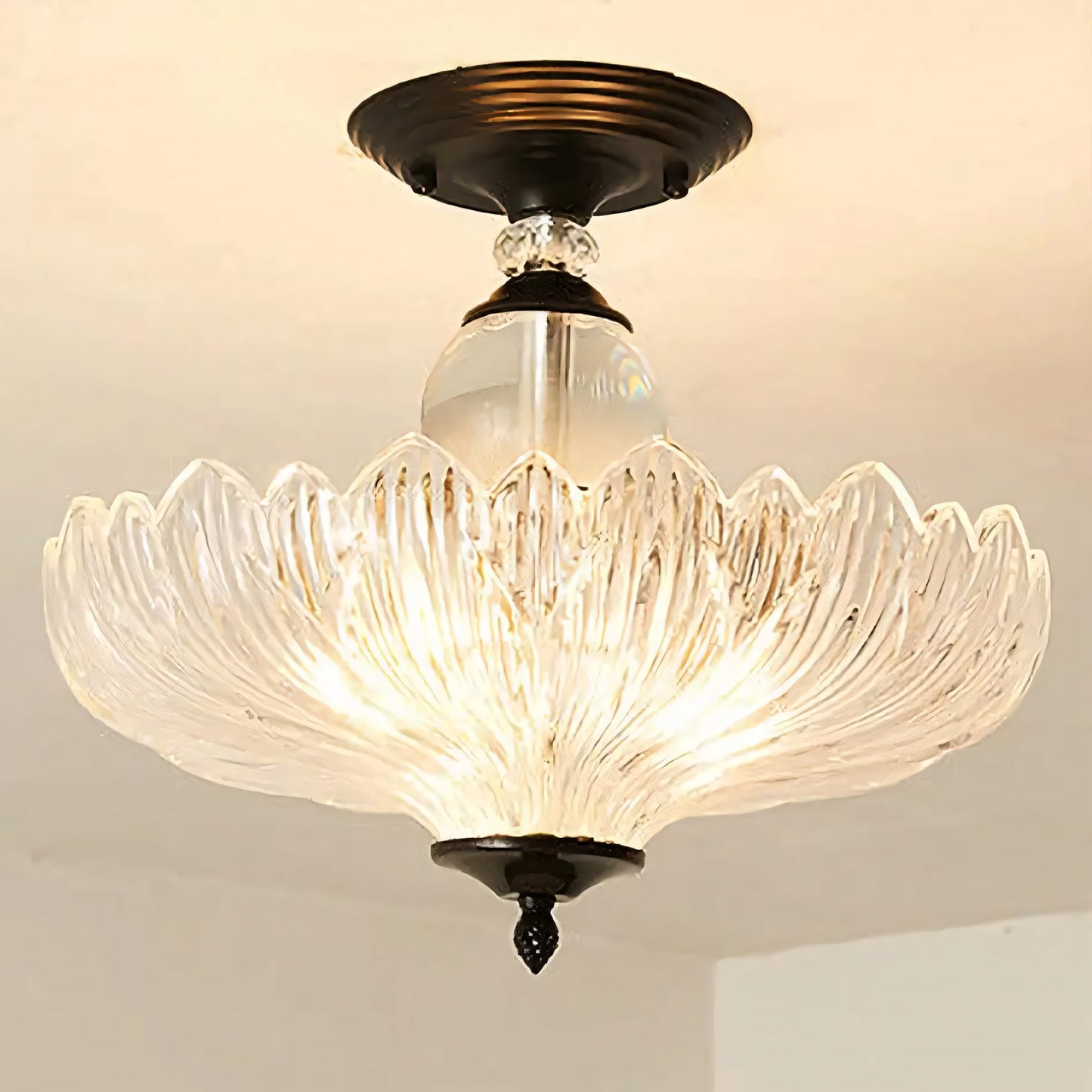 Wyrith Vintage Flower Crystal Flush Mount Light