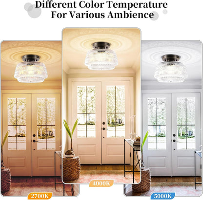 Ixionis Farmhouse Patterned Glass Semi Flush Mount Ceiling Light