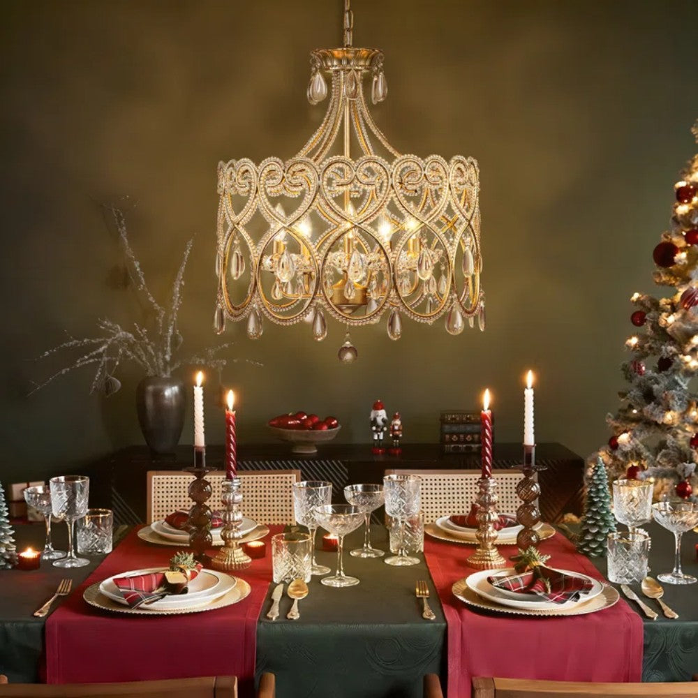 Neve Luxury French Antique Crystal Drum Chandelier