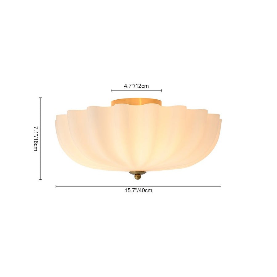 Dakota Modern Flower Shape Milk Glass Ceiling Light