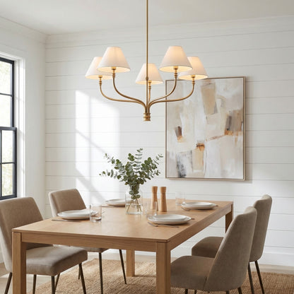 Ashlyn Modern 5/6 Light White Linen Conical Chandelier