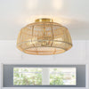 Lyril Boho Rattan Semi Flush Mount Ceiling Light