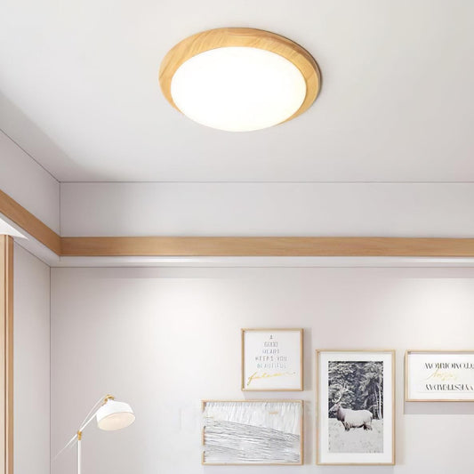 Obta Light Wood Round Ceiling Lamp