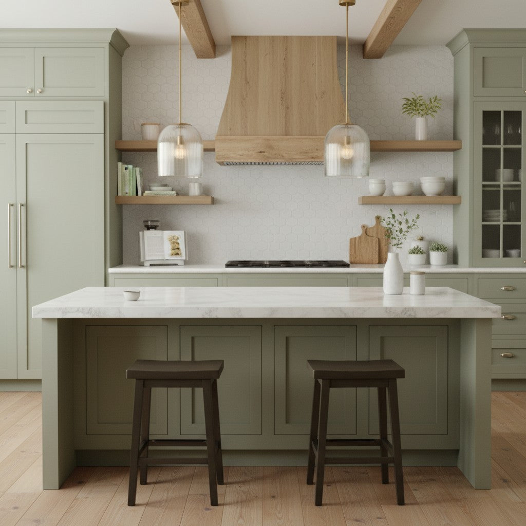 Alain Farmhouse Cooper Ribbed Glass Pendant Light For Dining Room & Kitchen