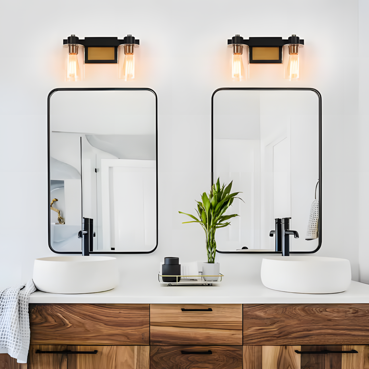 Dyril Modern Matte Black Cylinder Glass Sconce