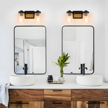 Dyril Modern Matte Black Cylinder Glass Sconce