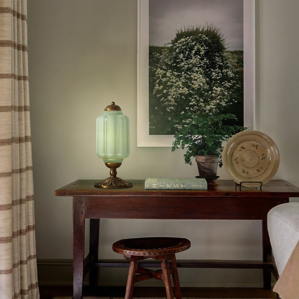 Nexos French Retro Cream Glass Textured Eloise Table Lamp
