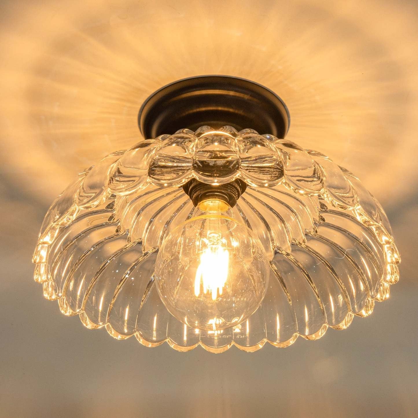 Fyxar Clear Glass Scalloped Flush Mount Light