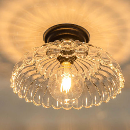Fyxar Clear Glass Scalloped Flush Mount Light