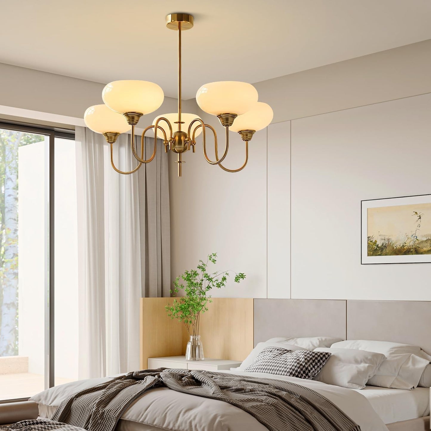 Luna Cream White Bubble Glass Chandelier
