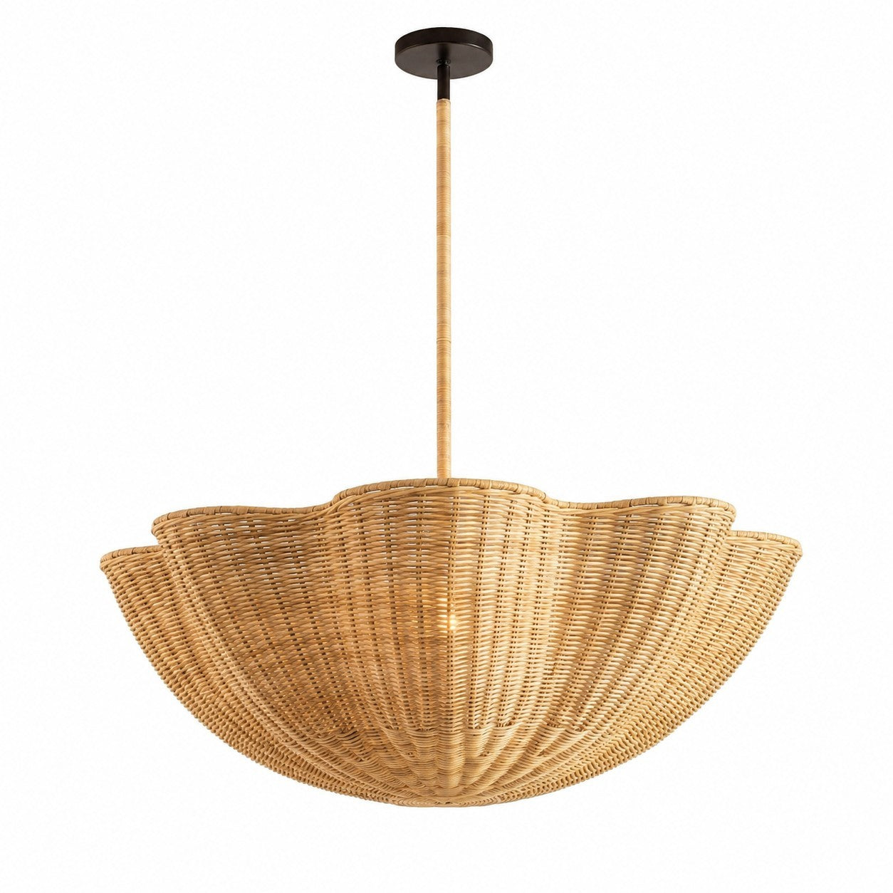 Daxter Bohemian Woven Rattan Scalloped Pendant Light