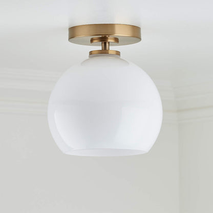 Pawson Minimalist Round Glass Brass Flush Mount Ceiling Light
