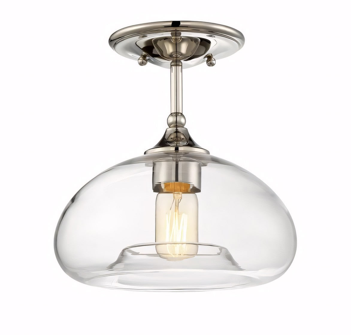Thyran Farmhouse Small Globe Clear Glass Flush Mount Ceiling Light
