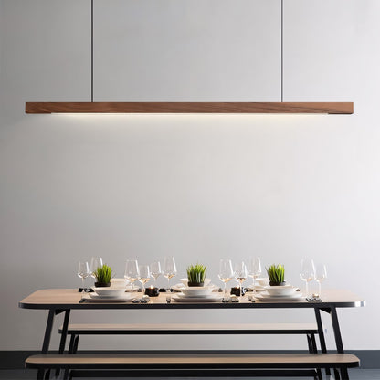 Quorix Log Style Wood Led Linear Pendant Light With Remote Control