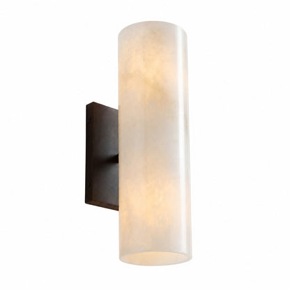 Yorix Alabaster Tube Bronze Finish Wall Sconce