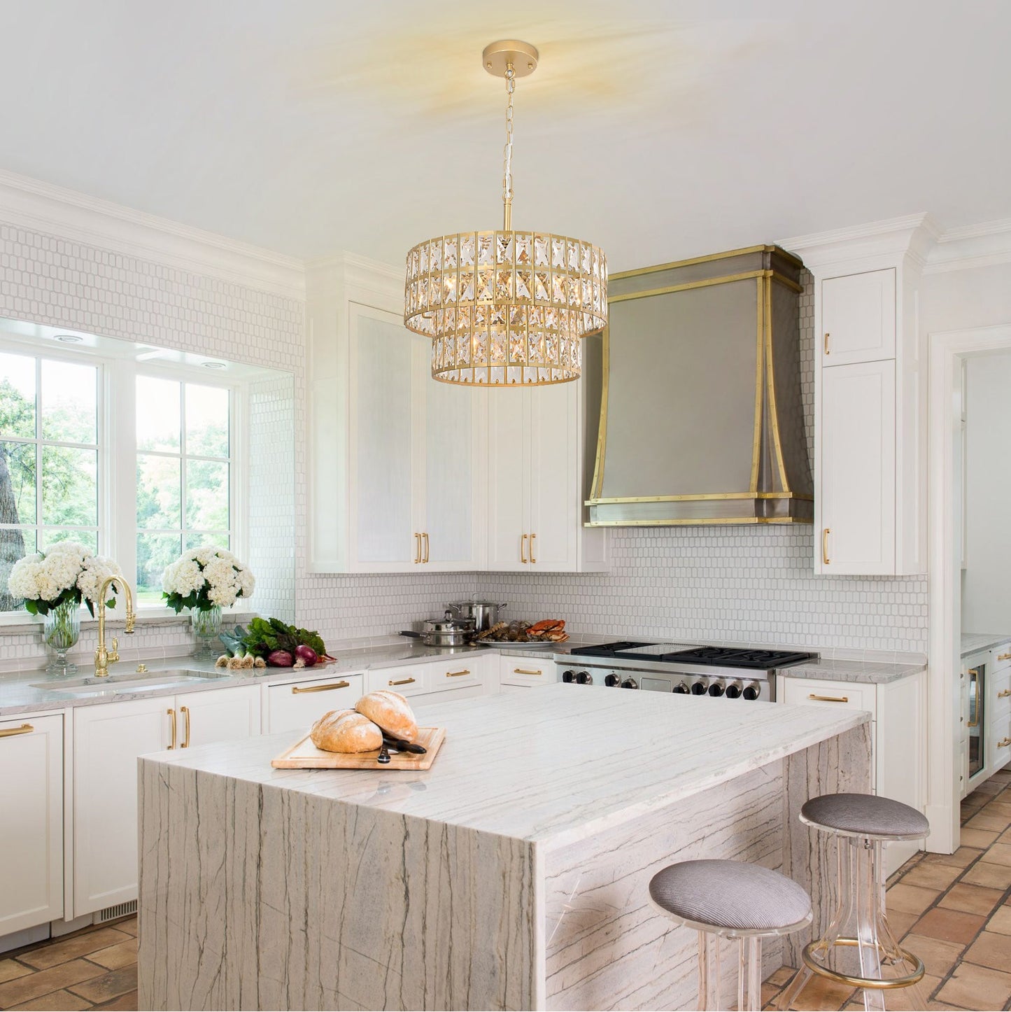 Gracie Luxurious Double Drum Crystal Chandelier