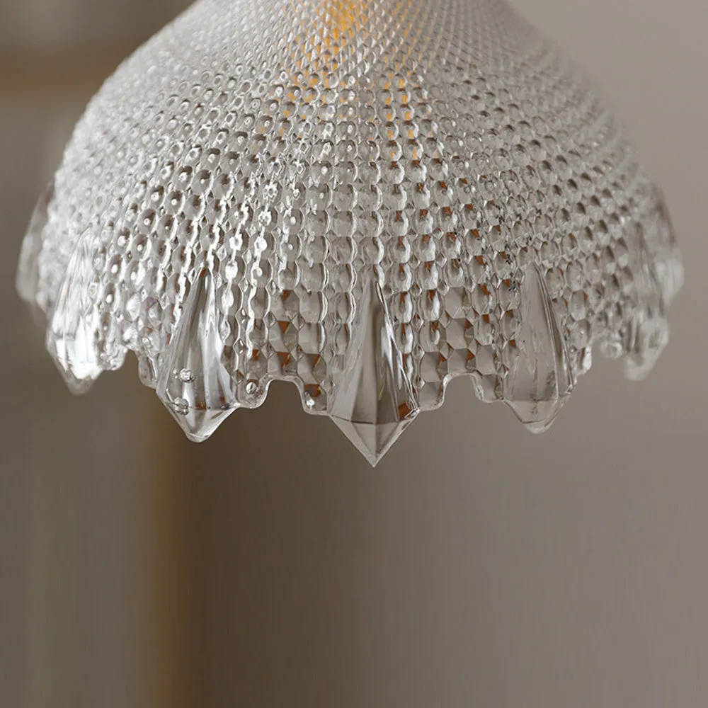Gyran Retro Brass Lace Glass Pendant Light