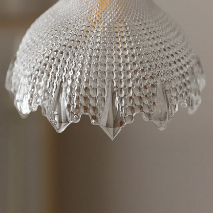 Gyran Retro Brass Lace Glass Pendant Light