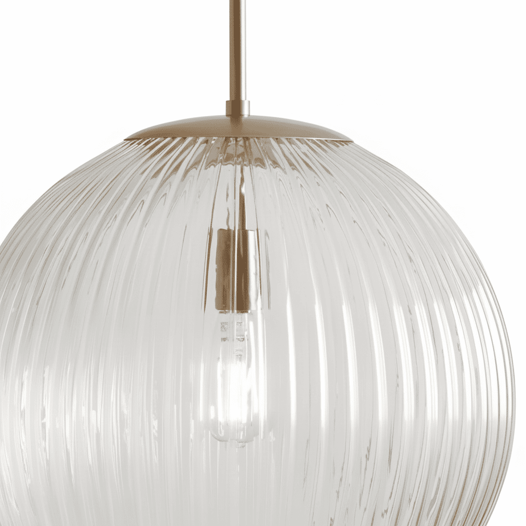 Alain Farmhouse Cooper Ribbed Glass Pendant Light