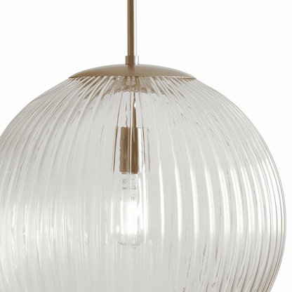 Alain Farmhouse Cooper Ribbed Glass Pendant Light