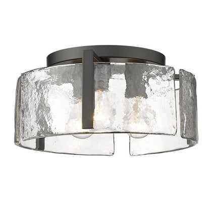 Ozu Modern Water Ripple Glass Drum Flush Mount Light