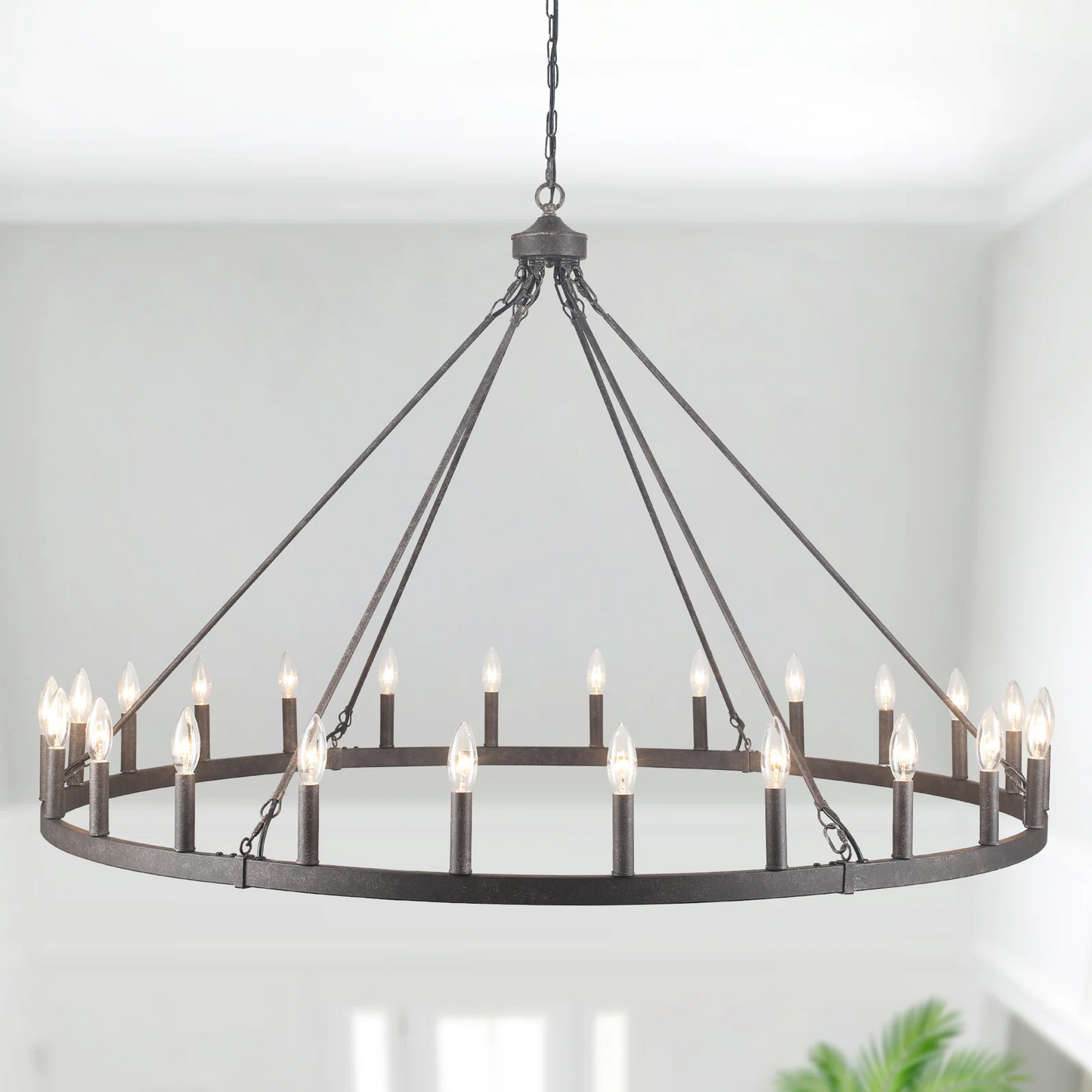 Raeth Farmhouse 24 Lights Wagon Wheel Candle Style Chandelier